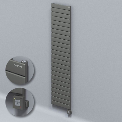 Radiva - Tip 10H Elektrikli Çelik Dekoratif Radyatör 1772x400 Antrasit (KTX1 Termostat) 1000W