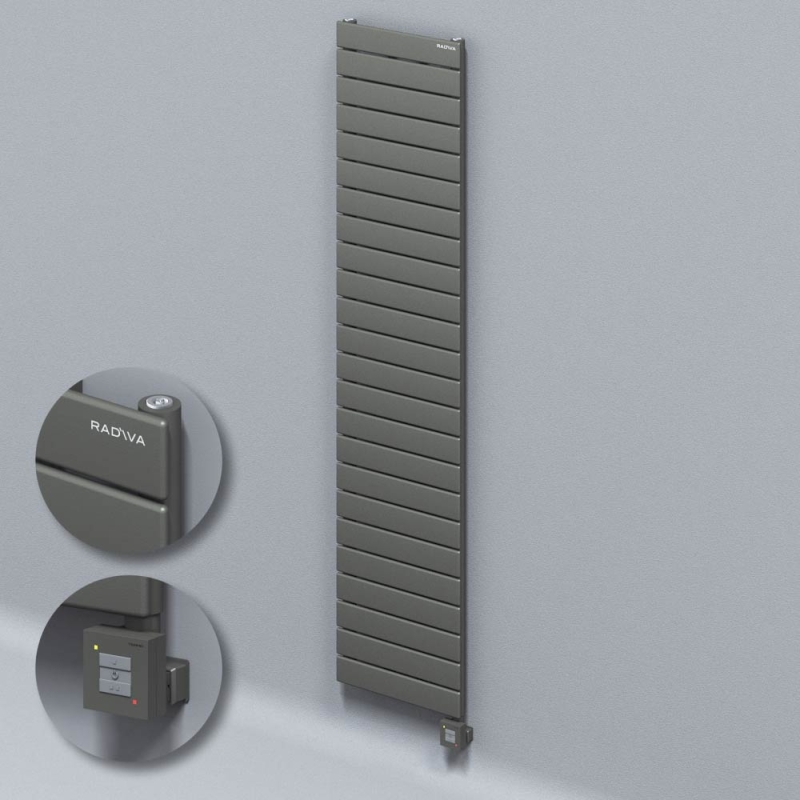 Tip 10H Elektrikli Çelik Dekoratif Radyatör 1772x400 Antrasit (KTX1 Termostat) 1000W - 210H17720400B2TEB100