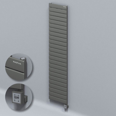 Radiva - Tip 10H Elektrikli Çelik Dekoratif Radyatör 1772x400 Antrasit (KTX3 Termostat) 1000W - 500