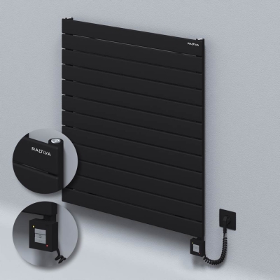 Radiva - Tip 10H Elektrikli Çelik Dekoratif Radyatör 884x800 Siyah (KTX1 Termostat) 1000W Spiral Kablolu - 500