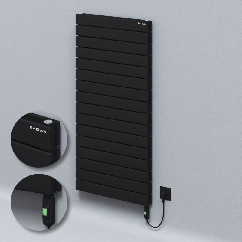 Tip 20H Elektrikli Çelik Dekoratif Radyatör 1180x600 Siyah (On/Off Düğmeli) 1200W - 220H11800600B3ME1120