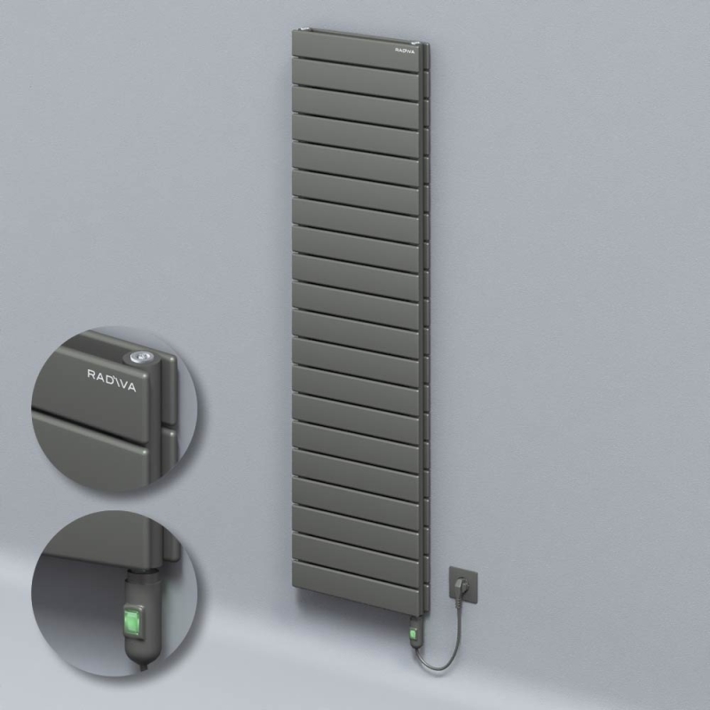 Tip 20H Elektrikli Çelik Dekoratif Radyatör 1476x400 Antrasit (On/Off Düğmeli) 900W - 220H14760400B2TE1090