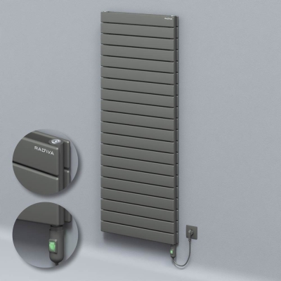 Radiva - Tip 20H Elektrikli Çelik Dekoratif Radyatör 1476x600 Antrasit (On/Off Düğmeli) 1500W