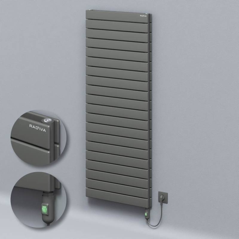Tip 20H Elektrikli Çelik Dekoratif Radyatör 1476x600 Antrasit (On/Off Düğmeli) 1500W - 220H14760600B2TE1150