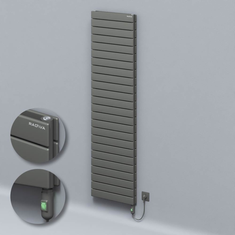 Tip 20H Elektrikli Çelik Dekoratif Radyatör 1772x500 Antrasit (On/Off Düğmeli) 1500W - 220H17720500B2TE1150