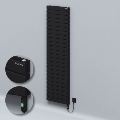 Radiva - Tip 20H Elektrikli Çelik Dekoratif Radyatör 1772x500 Siyah (On/Off Düğmeli) 1500W