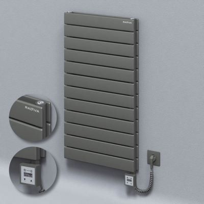 Radiva - Tip 20H Elektrikli Çelik Dekoratif Radyatör 884x500 Antrasit (KTX3 Termostat) 1000W Spiral Kablolu