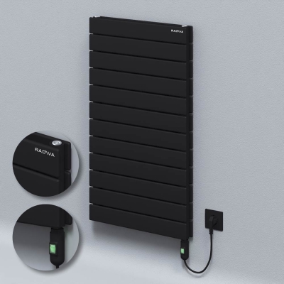 Radiva - Tip 20H Elektrikli Çelik Dekoratif Radyatör 884x500 Siyah (On/Off Düğmeli) 900W - 300