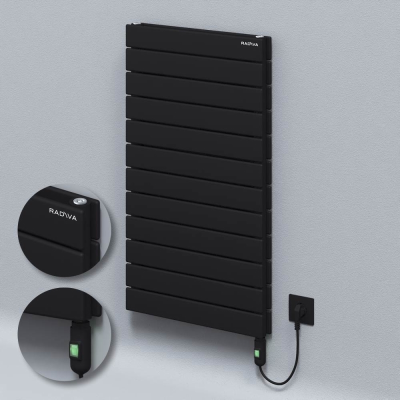 Tip 20H Elektrikli Çelik Dekoratif Radyatör 884x500 Siyah (On/Off Düğmeli) 900W - 220H08840500B3ME1090