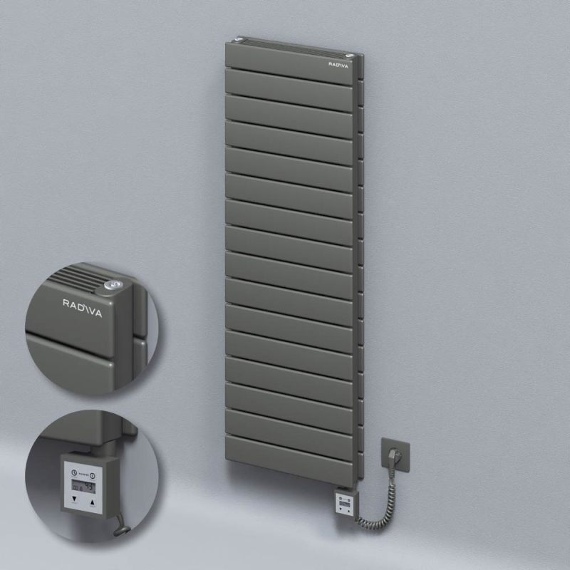 Tip 21H Elektrikli Çelik Dekoratif Radyatör 1180x400 Antrasit (KTX3 Termostat) 1000W Spiral Kablolu - 221H11800400B2TE7100-K