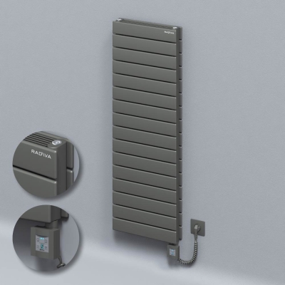 Radiva - Tip 21H Elektrikli Çelik Dekoratif Radyatör 1180x400 Antrasit (KTX4 Termostat) 1000W Spiral Kablolu - 500