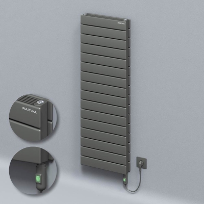 Radiva - Tip 21H Elektrikli Çelik Dekoratif Radyatör 1180x400 Antrasit (On/Off Düğmeli) 900W