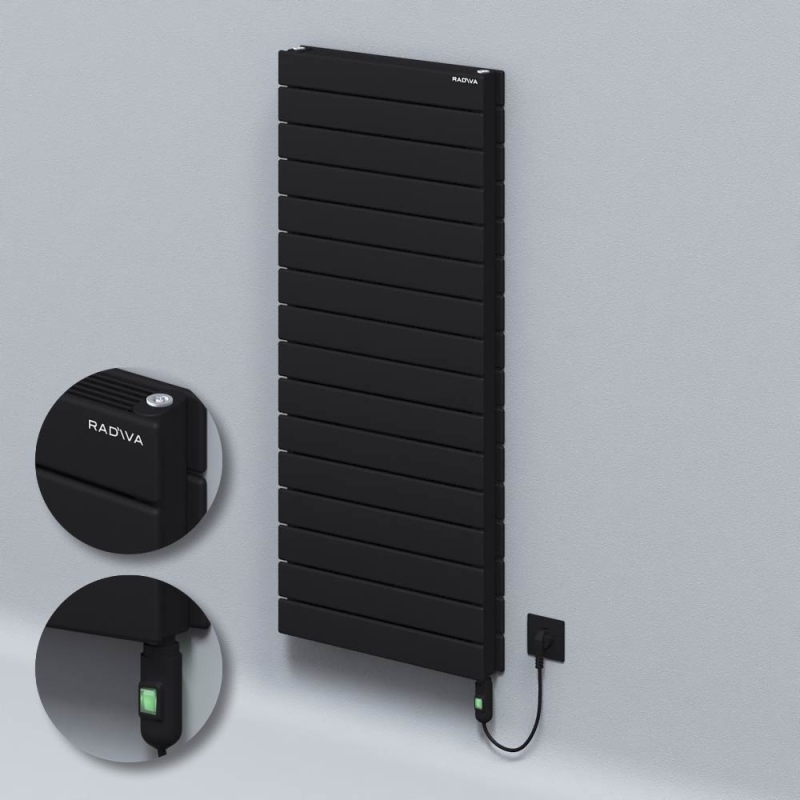 Tip 21H Elektrikli Çelik Dekoratif Radyatör 1180x500 Siyah (On/Off Düğmeli) 1200W - 221H11800500B3ME1120
