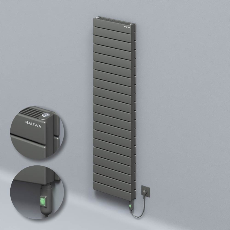 Tip 21H Elektrikli Çelik Dekoratif Radyatör 1476x400 Antrasit (On/Off Düğmeli) 1200W - 221H14760400B2TE1120