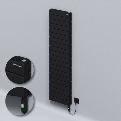 Radiva - Tip 21H Elektrikli Çelik Dekoratif Radyatör 1476x400 Siyah (On/Off Düğmeli) 1200W