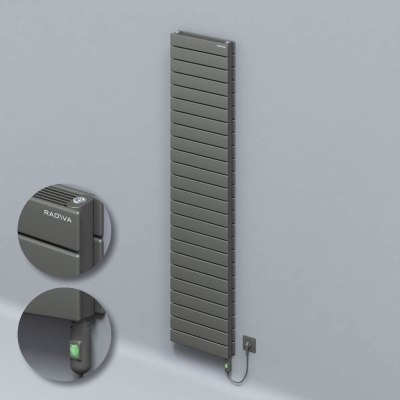 Radiva - Tip 21H Elektrikli Çelik Dekoratif Radyatör 1772x400 Antrasit (On/Off Düğmeli) 1200W