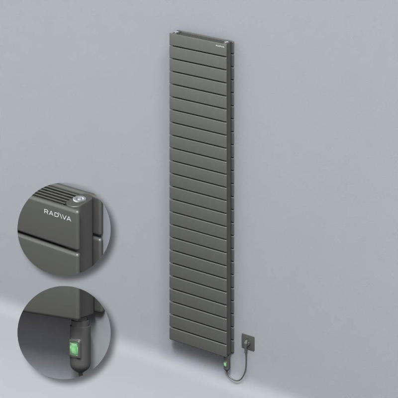 Tip 21H Elektrikli Çelik Dekoratif Radyatör 1772x400 Antrasit (On/Off Düğmeli) 1200W - 221H17720400B2TE1120