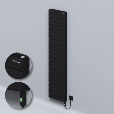 Radiva - Tip 21H Elektrikli Çelik Dekoratif Radyatör 1772x400 Siyah (On/Off Düğmeli) 1200W - 300