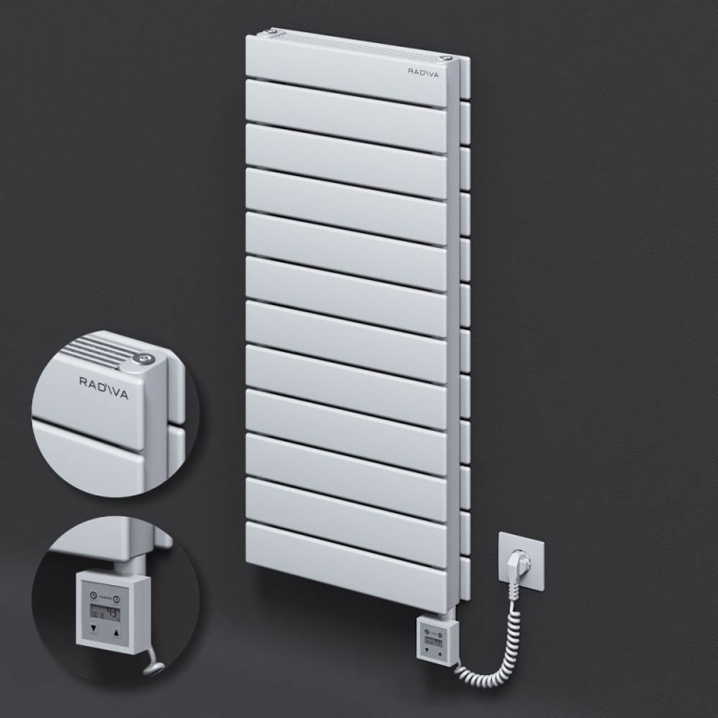 Tip 21H Elektrikli Çelik Dekoratif Radyatör 884x400 Beyaz (KTX3 Termostat) 1000W Spiral Kablolu - 221H08840400B1PE7100-K