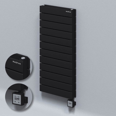 Radiva - Tip 21H Elektrikli Çelik Dekoratif Radyatör 884x400 Siyah (KTX3 Termostat) 1000W - 500
