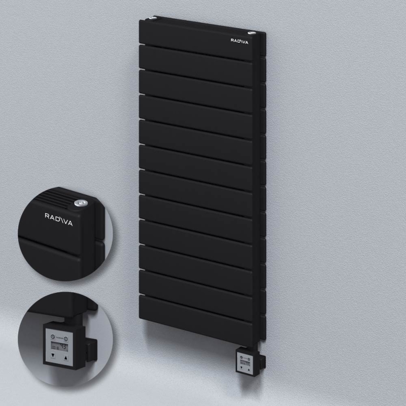 Tip 21H Elektrikli Çelik Dekoratif Radyatör 884x400 Siyah (KTX3 Termostat) 1000W - 221H08840400B3ME7100