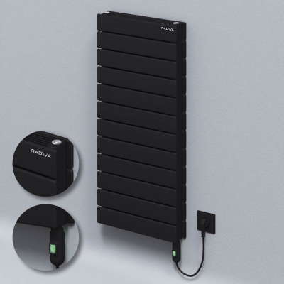 Radiva - Tip 21H Elektrikli Çelik Dekoratif Radyatör 884x400 Siyah (On/Off Düğmeli) 900W