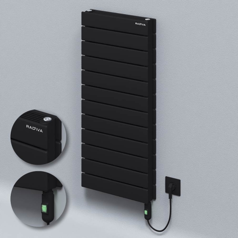 Tip 21H Elektrikli Çelik Dekoratif Radyatör 884x400 Siyah (On/Off Düğmeli) 900W - 221H08840400B3ME1090