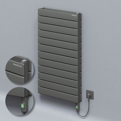 Radiva - Tip 21H Elektrikli Çelik Dekoratif Radyatör 884x500 Antrasit (On/Off Düğmeli) 900W