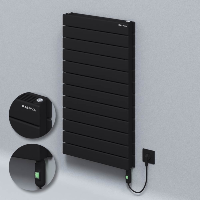 Tip 21H Elektrikli Çelik Dekoratif Radyatör 884x500 Siyah (On/Off Düğmeli) 900W - 221H08840500B3ME1090