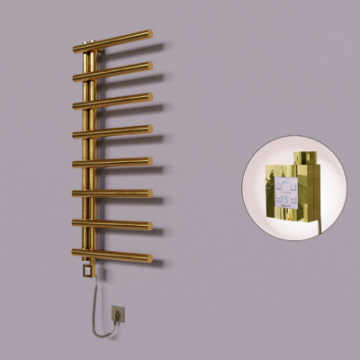 Radiva - Tuna Dekoratif Elektrikli Havlupan 500x1150 Altın (KTX4 Termostat) 300W Spiral Kablolu