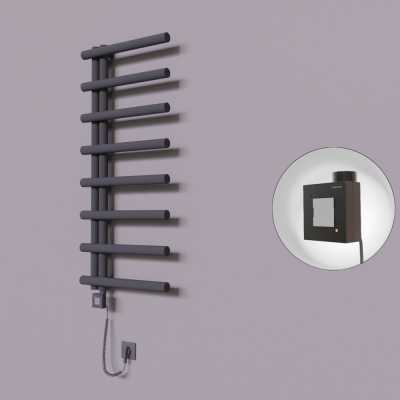 Radiva - Tuna Dekoratif Elektrikli Havlupan 500x1150 Koyu Antrasit (KTX1 Termostat) 300W Spiral Kablolu