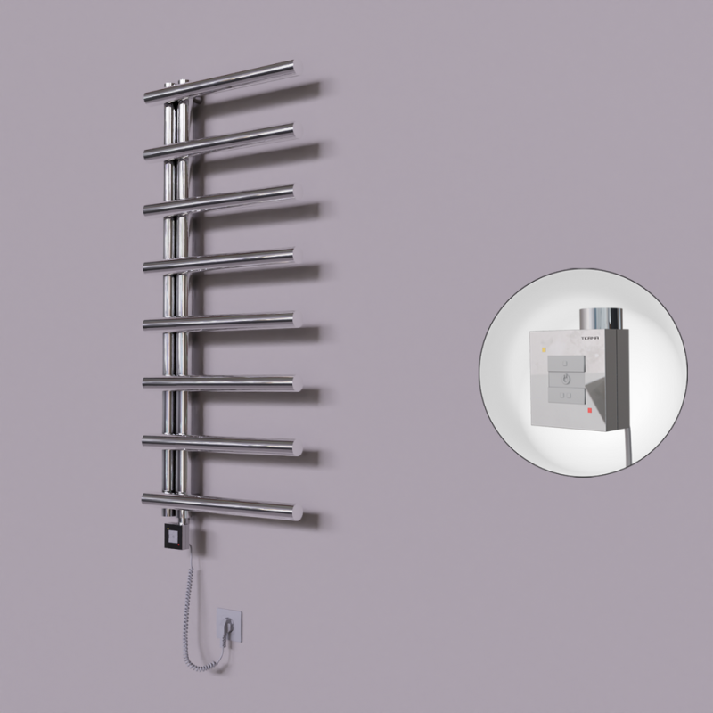 Tuna Dekoratif Elektrikli Havlupan 500x1150 Krom (KTX1 Termostat) 300W Spiral Kablolu - 1TUN05001150K1PEB030-K