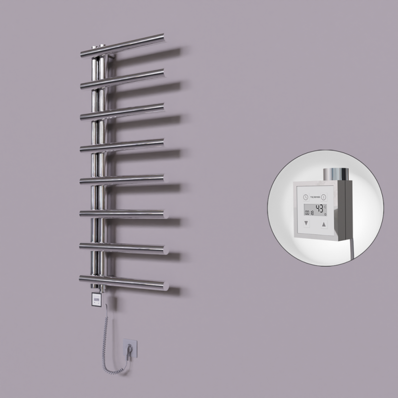 Tuna Dekoratif Elektrikli Havlupan 500x1150 Krom (KTX3 Termostat) 300W Spiral Kablolu - 1TUN05001150K1PE7030-K