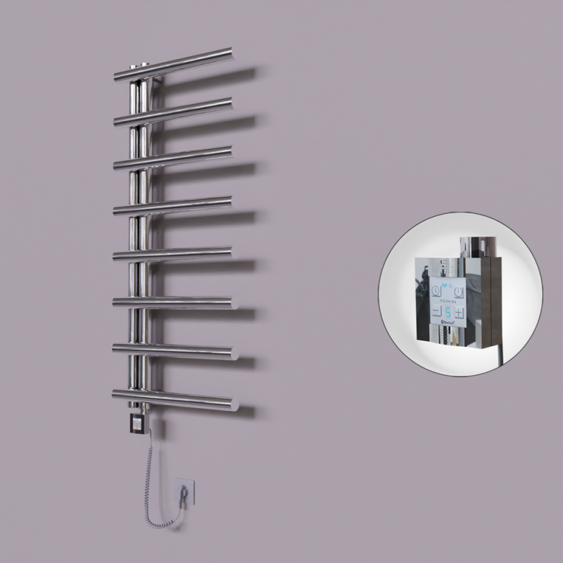 Tuna Dekoratif Elektrikli Havlupan 500x1150 Krom (KTX4 Termostat) 300W Spiral Kablolu - 1TUN05001150K1PEC030-K