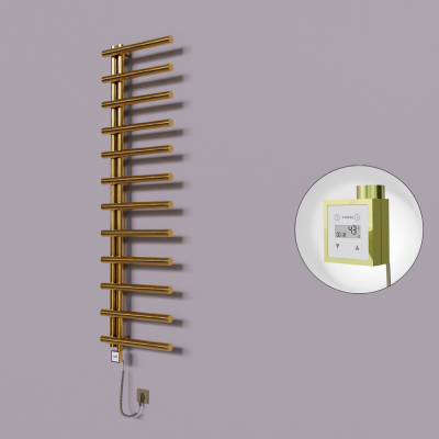 Radiva - Tuna Dekoratif Elektrikli Havlupan 500x1750 Altın (KTX3 Termostat) 300W Spiral Kablolu