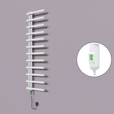 Radiva - Tuna Dekoratif Elektrikli Havlupan 500x1750 Beyaz (On/Off Düğmeli) 600W