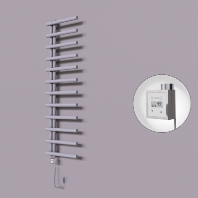 Radiva - Tuna Dekoratif Elektrikli Havlupan 500x1750 Gri (KTX3 Termostat) 600W Spiral Kablolu