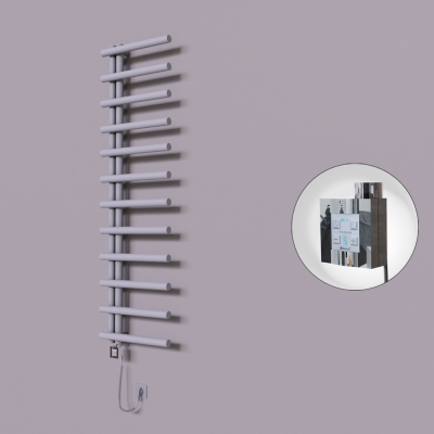 Radiva - Tuna Dekoratif Elektrikli Havlupan 500x1750 Gri (KTX4 Termostat) 600W Spiral Kablolu