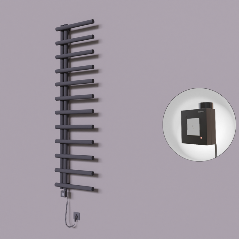 Tuna Dekoratif Elektrikli Havlupan 500x1750 Koyu Antrasit (KTX1 Termostat) 600W Spiral Kablolu - 1TUN05001750B6TEB060-K