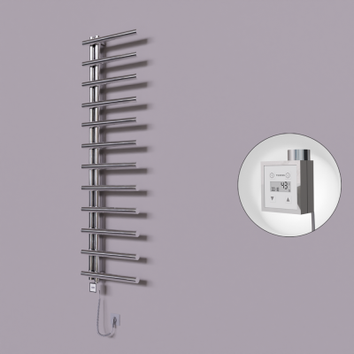 Radiva - Tuna Dekoratif Elektrikli Havlupan 500x1750 Krom (KTX3 Termostat) 300W Spiral Kablolu