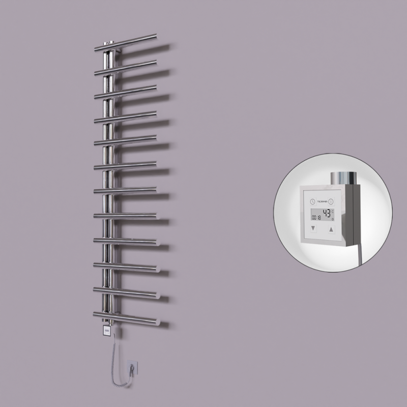 Tuna Dekoratif Elektrikli Havlupan 500x1750 Krom (KTX3 Termostat) 300W Spiral Kablolu - 1TUN05001750K1PE7030-K