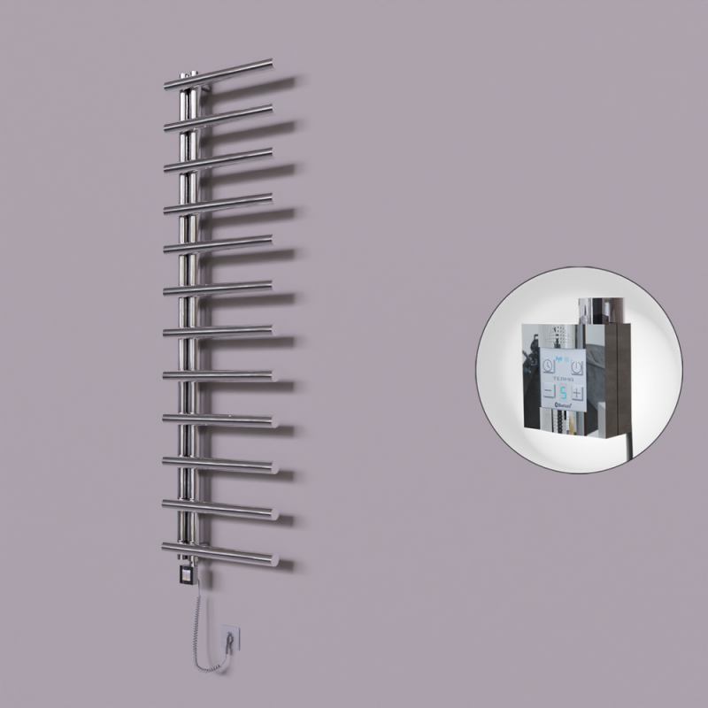 Tuna Dekoratif Elektrikli Havlupan 500x1750 Krom (KTX4 Termostat) 300W Spiral Kablolu - 1TUN05001750K1PEC030-K