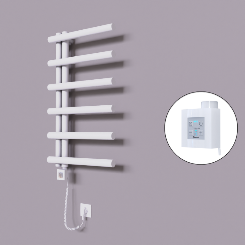 Tuna Dekoratif Elektrikli Havlupan 500x850 Beyaz (KTX4 Termostat) 300W Spiral Kablolu - 1TUN05000850B1TEC030-K