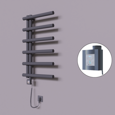 Radiva - Tuna Dekoratif Elektrikli Havlupan 500x850 Koyu Antrasit (KTX4 Termostat) 300W Spiral Kablolu (1)