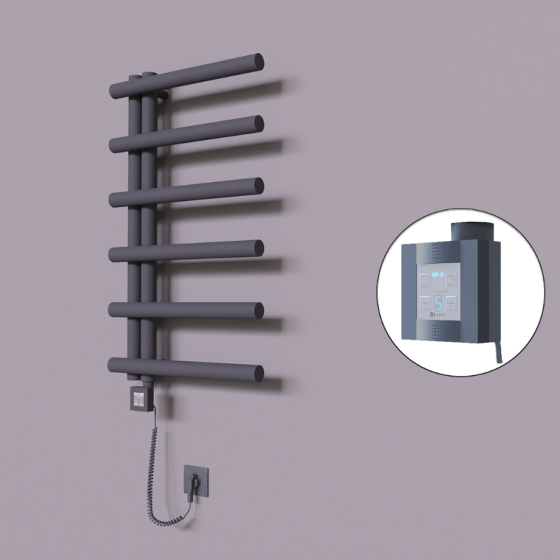 Tuna Dekoratif Elektrikli Havlupan 500x850 Koyu Antrasit (KTX4 Termostat) 300W Spiral Kablolu - 1TUN05000850B6TEC030-K