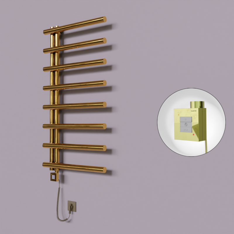 Tuna Dekoratif Elektrikli Havlupan 600x1150 Altın (KTX1 Termostat) 300W Spiral Kablolu - 1TUN06001150K2PEB030-K