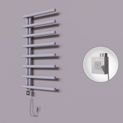 Radiva - Tuna Dekoratif Elektrikli Havlupan 600x1150 Gri (KTX1 Termostat) 600W Spiral Kablolu