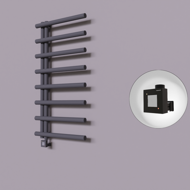 Tuna Dekoratif Elektrikli Havlupan 600x1150 Koyu Antrasit (KTX1 Termostat) 600W - 1TUN06001150B6TEB060