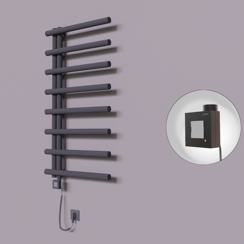 Tuna Dekoratif Elektrikli Havlupan 600x1150 Koyu Antrasit (KTX1 Termostat) 600W Spiral Kablolu - 1TUN06001150B6TEB060-K