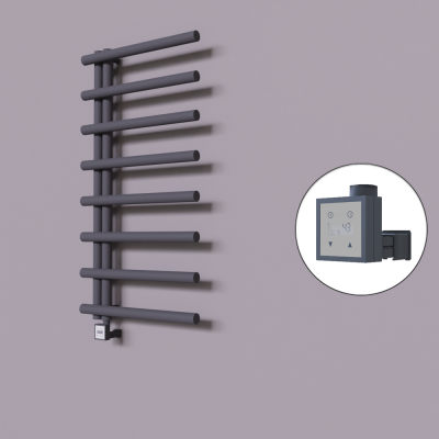 Radiva - Tuna Dekoratif Elektrikli Havlupan 600x1150 Koyu Antrasit (KTX3 Termostat) 600W